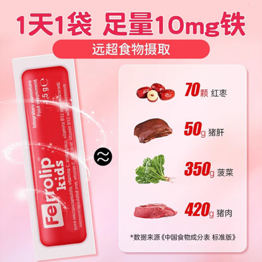 意之宝（U.G.A Nutraceuticals）红精灵少儿补铁粉青少年儿童婴儿宝宝铁元素贫血补血无铁锈味20袋 【青少年补铁】【草莓味】