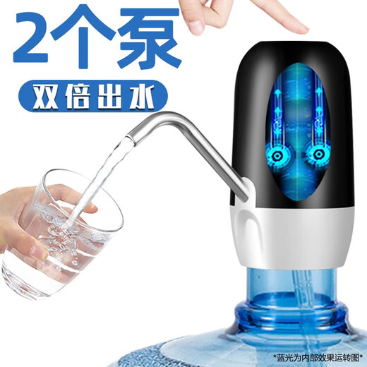 Zilu Electric Bottled Water Pump Automatic Water Adder Household Water Filler Water Pressure Pump Large Barrel Water Suction Dual Pump Black Basic Model + Stainless Steel Pipe