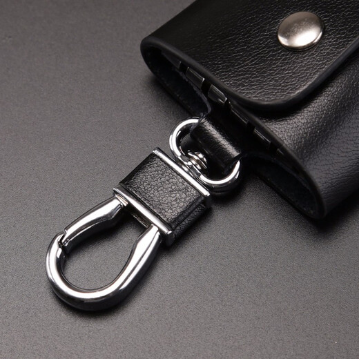 Versión coreana de Qiger de Real Cow Wey Bag Chead Bag Men's Hanging Keychain Simple Householing Storage Bag Black Black