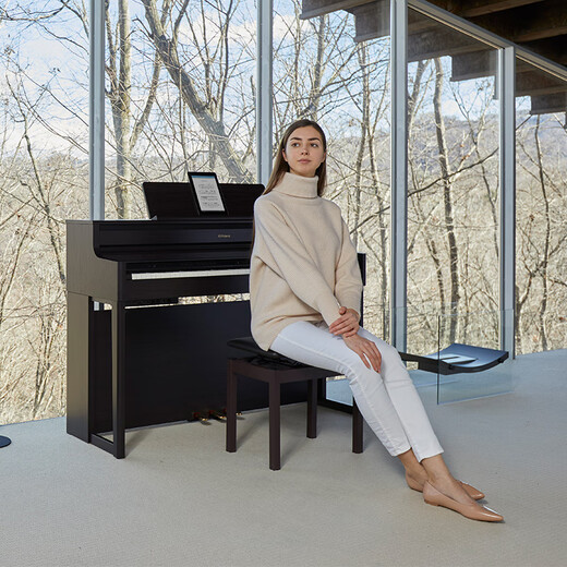 Roland HP704/HP702/HP701 Luxus vertikaler Elektro-Klavier-Profis für Erwachsene, die 88 Key Home Digital Piano HP701-Ch Classic Carbon Black + Accessoires Geschenktasche spielen