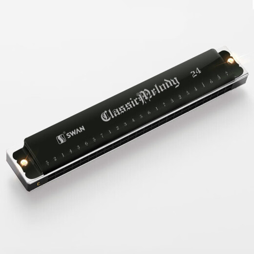Swan Harmonica 24 Löcher Erwachsene Kinder Schüler Anfänger männliche und weibliche Branche spielen orale Organinstrumente hell Schwarz [Selbststudiengeschenkpaket + Video-Tutorial] Standardfarbe