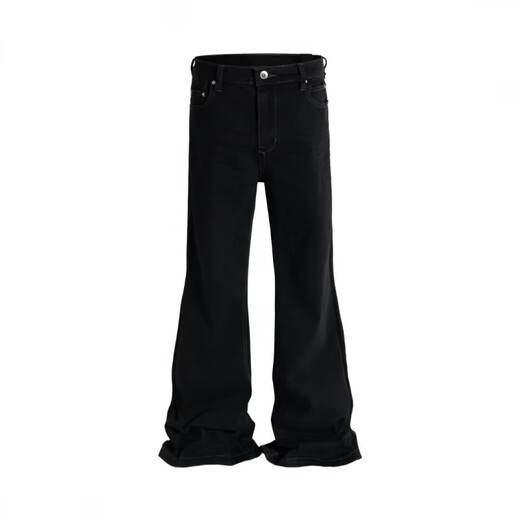 POUM jean micro-chargé pour hommes au printemps, automne et hiver nouveau style américain haute rue beau design simple pantalon long mince TYFS-Y9207 noir S