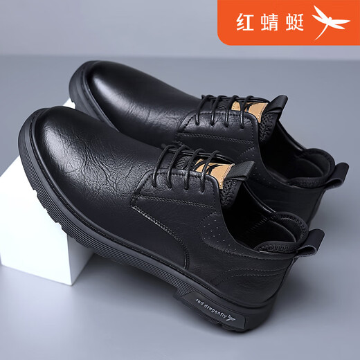 Red Dragonfly Men's Genuine Leather Shoes Autumn 2025 New Formal Leather Shoes Men's Breathable Anti-Slip Shoes Classic Business Casual Shoes Men C0226879 Black 41 Standard Leather Shoe Size - Such as Sports Shoes Wear 41 Take 40