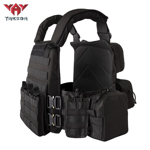 YAKEDA tactical vest new lightweight molle tactical vest quick release black full set of plug-in boards universal black standard does not include protective plates