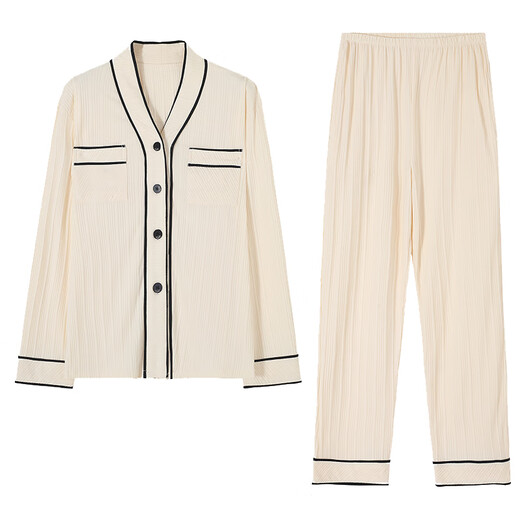Pajamas pour femmes Quguo (Quguo) pour les manches longues en coton pur du printemps et de l'automne pour le cardigan d'automne entiment au printemps et à l'automne pour femmes en automne.