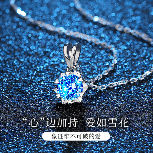 ZXZOV One Carat Topaz Pure Silver Necklace Women's Niche Snowflake Pendant as a Chinese Valentine's Day Gift for Girlfriend One Carat Topaz + Platinum + Gift Box