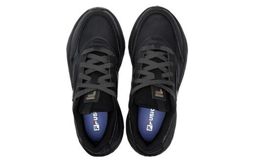 FILA CONCH II fabric synthetic leather, comfortable and versatile, wear-resistant, low-cut dad shoes, women's black, black 35.5