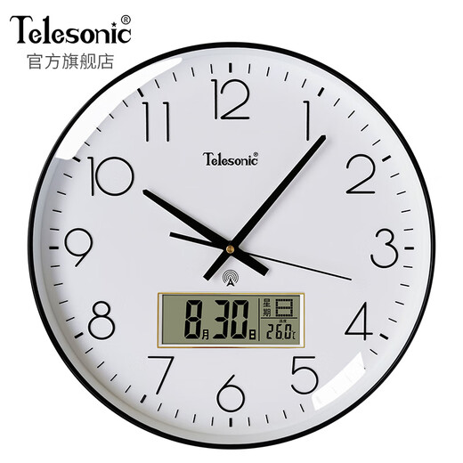 Uranus (Telesonic) wall clock living room clock home automatic clock perpetual calendar temperature wall clock wall-free punch-controlled radio clock 36cm