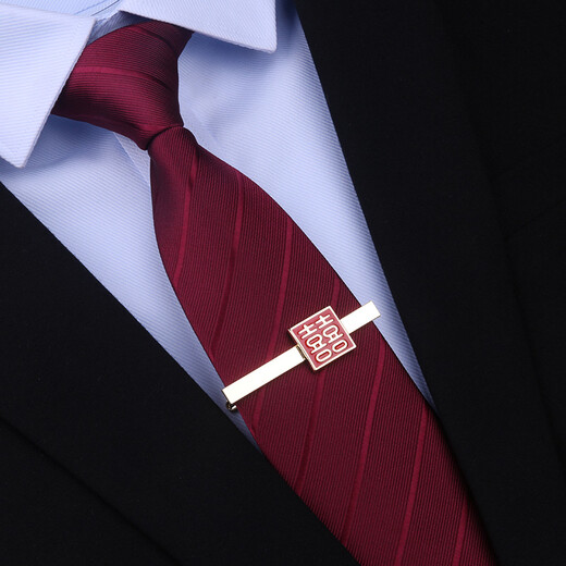 Lieshang Red Wedding Tie for Men Zippered Groom’s Wedding High-end Handmade Formal Suit for Business Men Free of Lazy People 8cm Handmade Thermal Mark Burgundy + Yuanxi Collar Clip + Square Scarf