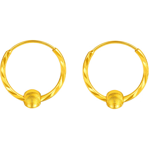 Saturday Fu 5G craft gold earrings for women sparkling gold beads pure gold earrings price A0910235 one pair about 1.33g
