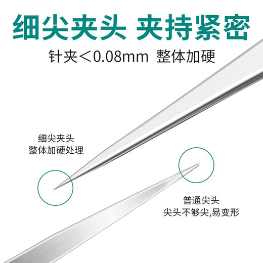 Lu Xianzi stainless steel tweezers mobile phone repair industrial bird's nest hair removal fine tip anti-static curved mouth small tweezers tool set thickened stainless steel-11 long tip