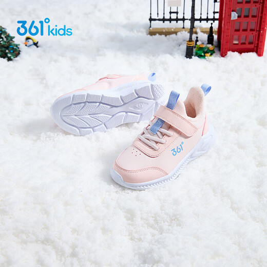 361 Children's shoes for boys and girls, velvet warm cotton shoes, winter new soft-soled running children's casual cotton shoes, rose water pink/dark pink 31