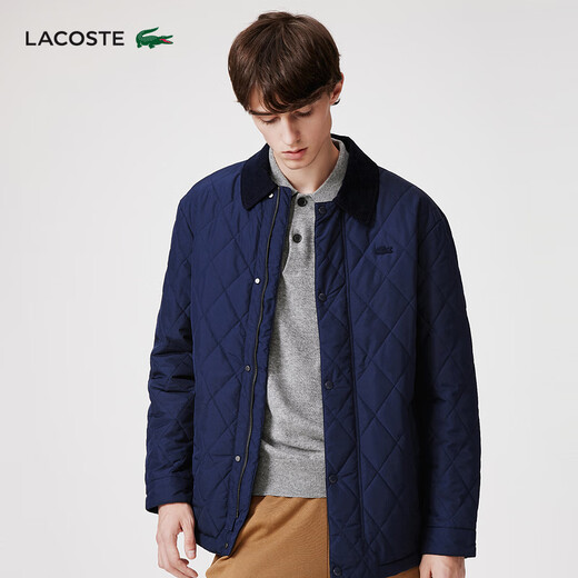 LACOSTE French crocodile men's fashion simple solid color warm single-breasted lapel cotton jacket | BH6816 166_dark blue M 50