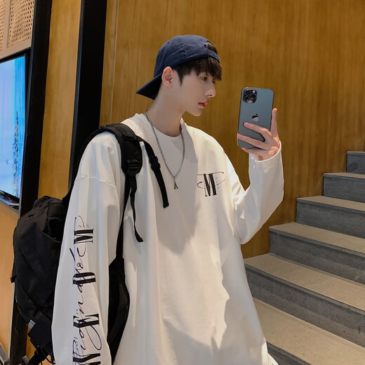 
Commander Bear Helley Jones Long Sleeve T-shirt Men's Autumn New Hong Kong Style Top Teenager Student Loose Casual Dsa148-t695 White S