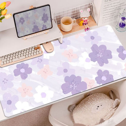 
Ye Yu purple butterfly flower mouse pad super large high-value girl wrist guard computer office writing mat table pad RK-3893丨Purple thickened lock edge 37 cm * 25 cm 2MM