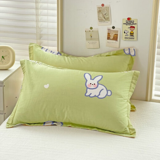 Nanjiren (NanJiren) cotton pillowcases, a pair of pure cotton twill reactive printed pillowcases, pillow leather, cute rabbit [comfortable double-sided cotton] envelope pillowcases 48*74cm, two sets