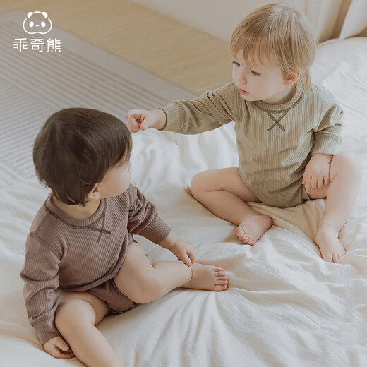 Good Bear baby clothes spring and autumn newborn long-sleeved one-piece bodysuits for men and women baby home base warm pajamas