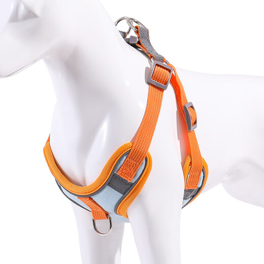 Dog Reflective Harness Leash Dog Leash Dog Leash Set Small Dog Teddy Bichon Puppy Dog Leash Orange Blue Reflective (rope length 1.5 meters) S size (recommended 1-5 Jin Jin equals 0.5 kg)