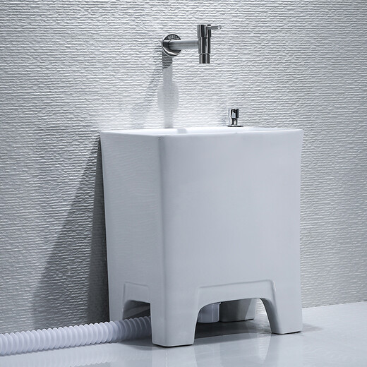 Rongjie super small home bathroom narrow mop pool desk control does not dirty hands household automatic drain mini balcony mop pool T05 (42cm) desk control + single cold faucet