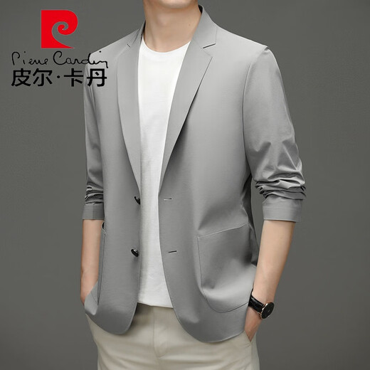 Pierre cardin French men's suit men's slim spring and autumn style business youth small suit casual men's single western jacket knitting khaki XL 180/96A 135-150Jin [Jin equals 0.5 kg]