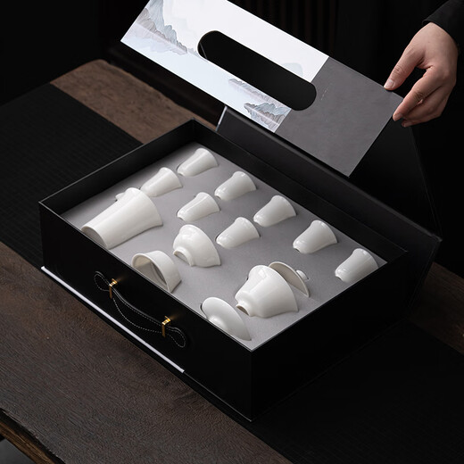 SUSHI CERAMICS Mutton Fat Jade Porcelain Rongguang Sancai Bowl Gift Box Set 140ML