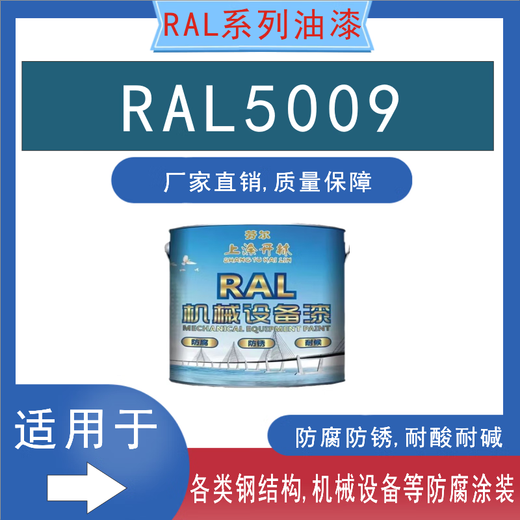 Renjuyi Customized AL5009 Tianqinglan Metallic Paint Steel Structure Anti-rust Anticorrosion Paint Machine Tool Paint Machine Equipment Paint Renovation Paint RAL5009 Tianqinglan 1kg