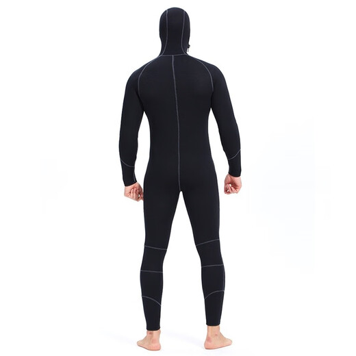 Swimming speed (Yon sub) YON SUB wetsuit one-piece thickened hooded wetsuit snorkeling suit 5mm winter swimming thermal suit cold-proof surfing suit black 5MM thickness XL