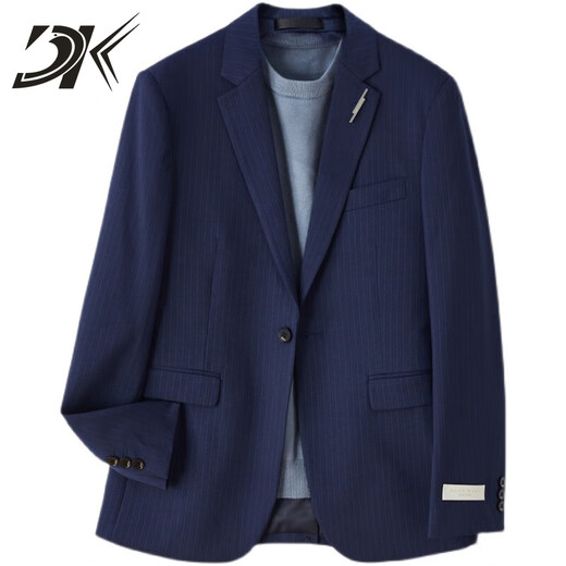 DK brand suit suit men's spring and autumn slim fit small suit jacket men's trendy Korean style light mature style suit complete set dark blue-two-piece set M size
