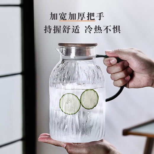 DELISOGA light luxury water cup set household heat-resistant living room tea set complete set tea cup cold kettle housewarming water set 304 gold lid-1 pot 6 cups+black stand+gold handle plate