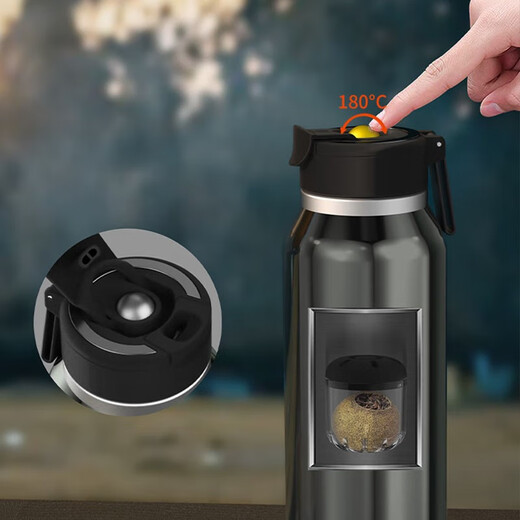 诺百纷魔力球磁弹泡茶杯大容量便携茶水分离316不锈钢保温杯生日礼物 T3523钛灰 750ml