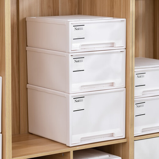 Straw Bear Storage Box Drawer Storage Box Plastic Transparent Clothes Household Storage Box Wardrobe Storage Cabinet 2413: Depth 53 Width 30 Height 30 [Transparent] 1 Pack