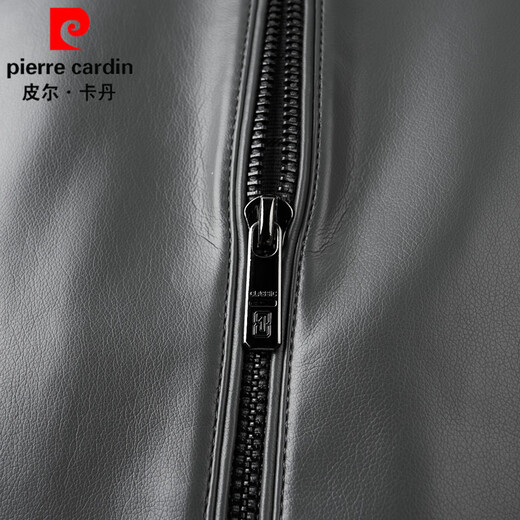 Pierre Cardin jacket men's spring business stand collar PU leather jacket high-end casual jacket men's spring and autumn high-end light luxury leather jacket