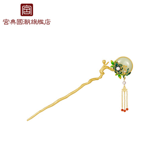 Gong Dian's Chinese-style step-shaping hairpin and field jade 925 silver gold-plated hairpin with tassels are high-end hairpins for family members. Buyao Dielianhua