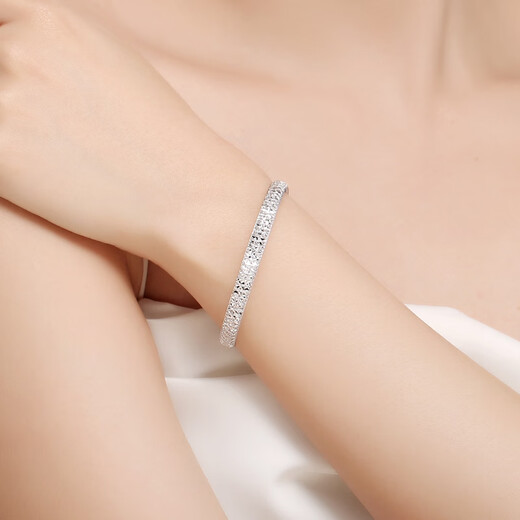 Yuan Shengfu's new PT950 fine filigree platinum bracelet, fashionable and versatile platinum baby's breath bracelet with adjustable opening, 10.94g/thickness, about 5.8mm