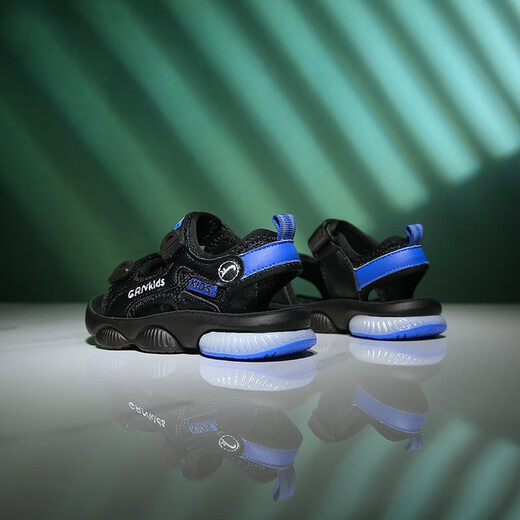 Guirenniao boys' sandals 2025 new style 5 summer 4 soft sole 6 children's shoes 12 medium and large children 15 years old 7 boys 8 children 9 black blue 24 (inner length 15.5/foot length 15.0)