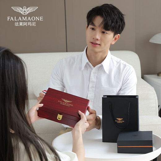FALAMAONE Men's pin buckle belt men's business light luxury genuine leather belt men's trouser belt birthday Father's Day gift for dad [brand solid wood gift box] PD848Q pin buckle 115cm -130cm default random delivery (can be trimmed