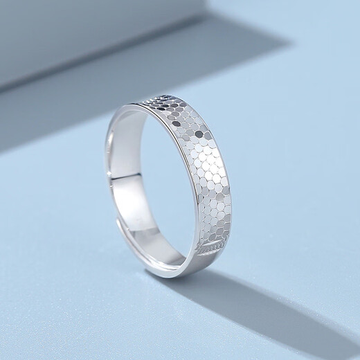 TTMIX platinum PT950 sparkling honeycomb platinum ring ring for men and women, adjustable ring, single 5.3-5.5g