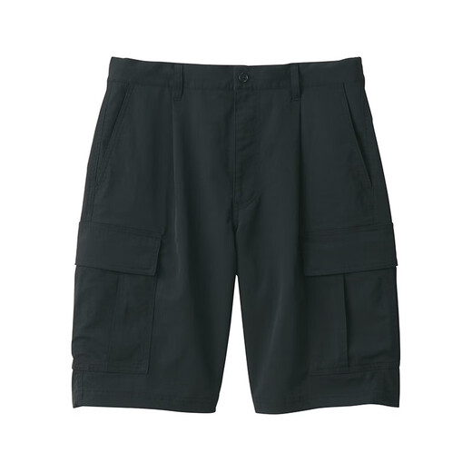 MUJI Men's Water Resistant Stretch Cargo Shorts Pants Casual Pants AED81C3S Black L