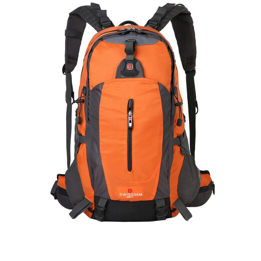 Swiss Sergeant Knife Mountaineering Bag 45L Travel Backpack Men's and Women's Outdoor Sports Backpack Fashion Computer Bag with Rain Cover JP-3502 Orange