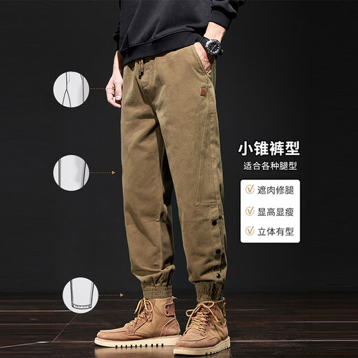 Cotton American style work pants for men in spring, autumn and winter new style loose trendy heavyweight casual pants for men black K316 regular high quality XL 120-140Jin Jin is equal to 0.5 kg