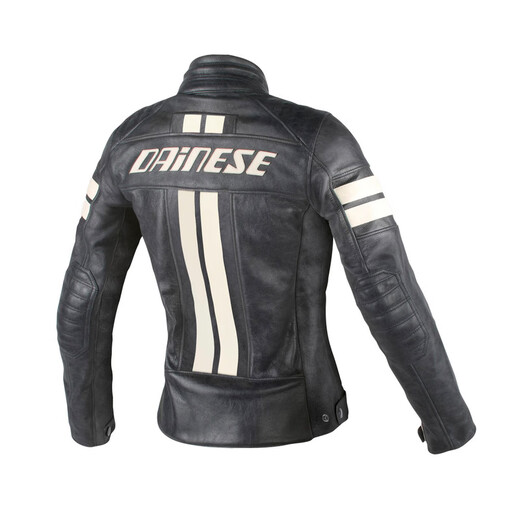 Dainese/Denis Lola 5 Damen-Klassiker Retro Casual Lederjacke, Motorrad-Frauen-Reitkleidung, Motorrad-Lederjacke 724/Black-Moonlight White (Lola D1) 40