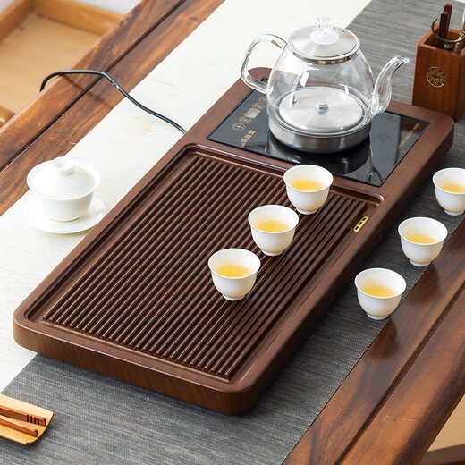 Mingzhu complete set of tea sets and tea tray set for home high-end living room and office kung fu fully automatic tea making station with kettle in one Huanghuali color 70*32 + six-fold gift single tea tray
