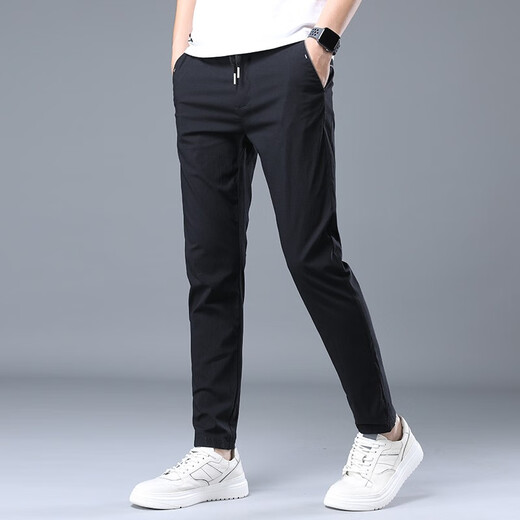 BPZ Pantalon décontracté pour hommes mince élastique Sangle élastique pantalon Pantalon de pied à la mode pantalon mince pantalon masculin B6820 noir + B6820 Black Taille 32 Taille adaptée au poids 1355 Jin [Jin équivaut à 0,5 kg] -145 Jin [Jin est égal à 0,5 kg]