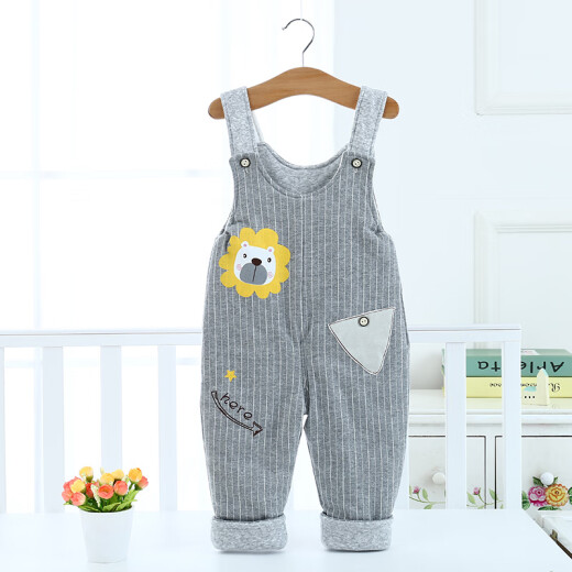 Dai Zhifu men's and women's winter thickened cotton trousers overalls infant and young children's trousers with cotton outer wear dual-purpose crotch cotton pants gray sunflower (dual-purpose crotch) 100 yards recommended 90-105cm