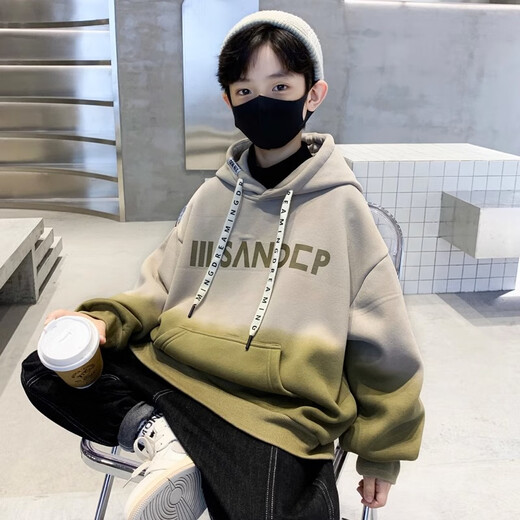 
Boys handsome street-fried gradient color hooded sweatshirt mid-large children autumn 2025 new children's fashionable hoodie jacket NN-A1049 [camel] 140cm