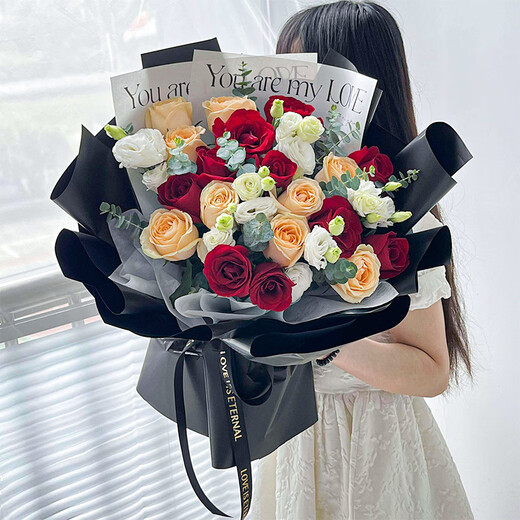Eswina Valentine's Day Flower Express 11 roses bouquet for girlfriend's birthday gift nationwide delivery 19 roses mixed and matched bouquet fresh style