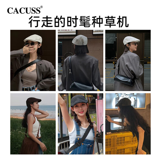 CACUSS hat women's spring and autumn large head circumference beret women's forward hat showing face small black painter hat black