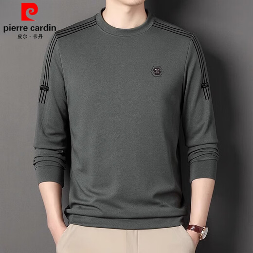 皮尔卡丹（pierre cardin）品牌华夫格长袖T恤圆领纯棉卫衣宽松弹力百搭纯色男装打底衫上衣t 6625焦糖 165/M码【建议体重100-125斤】