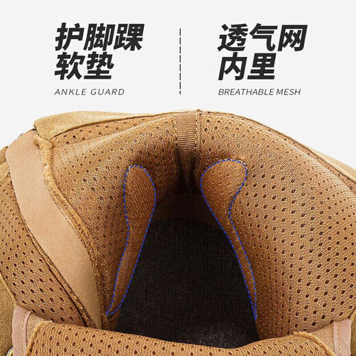 际华三五零五新式棕色作战靴男作战鞋超轻训练靴耐磨高帮侧拉链真皮沙漠登山鞋 棕色作战靴 【高配牛皮款】 42 =260【正品牛皮 两双鞋垫】