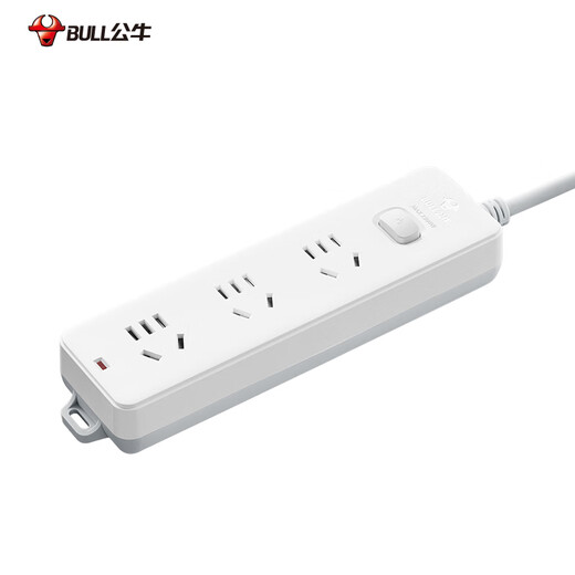 Bull (BULL) Bull (bull) socket with child protection door/new national standard socket/socket strip/socket strip/pull line board/terminal board/plug board GN-212 three-position master control total length 1.8M